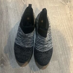 Black and Gray Knit Slip-On Sneakers size 38